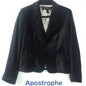 Apostrophe Black Faux Velvet Jacket | Size 8